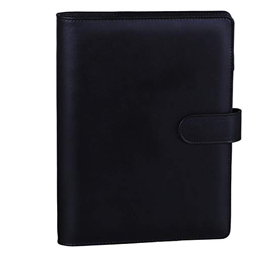 HAUTOCO A5 Binder Abdeckung PU Leder Ringbuch Nachfüllbar Budget Binder, Notizbuch A5 Ringbuch Planer Organizer für Reisearbeit und Organizer, Schwarz von HAUTOCO