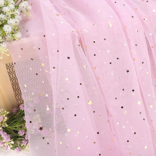 HAVII 150 cm x 4 Yards hellrosa Glitzer-Tüll-Rollen Stern Mond Pailletten Tüll Stoff Bolzen für Fotografie Requisiten Hintergrund Tutu Tischröcke DIY Nähen Handwerk Hochzeit Party Dekor HAVII 150 cm x 4 Yards hellrosa Glitzer-Tüll-Rollen Stern Mond Pailletten Tüll Stoff Bolzen für Fotografie Requisiten Hintergrund Tutu Tischröcke DIY Nähen Handwerk Hochzeit Party Dekor von HAVII