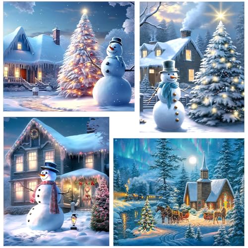 HAWILL Weihnachten Diamond Painting, 4 Stück Schneemann Weihnachtsbaum 5D Diamant Painting Bilder Erwachsene Weihnachten Winter DIY Diamond+Painting für Home Wand Weihnachtsdeko 30x40cm HAWILL Weihnachten Diamond Painting, 4 Stück Schneemann Weihnachtsbaum 5D Diamant Painting Bilder Erwachsene Weihnachten Winter DIY Diamond+Painting für Home Wand Weihnachtsdeko 30x40cm von HAWILL