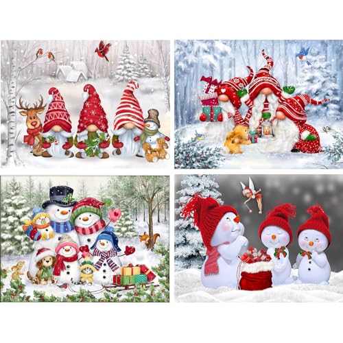 HAWILL Weihnachten Diamond Painting, 4 Stück Zwerge Schneemann 5D Diamant Painting Bilder Erwachsene Weihnachten Winter DIY Diamond-Painting für Wohnzimmer Schlafzimmer Büro Wand Weihnachtsdeko HAWILL Weihnachten Diamond Painting, 4 Stück Zwerge Schneemann 5D Diamant Painting Bilder Erwachsene Weihnachten Winter DIY Diamond-Painting für Wohnzimmer Schlafzimmer Büro Wand Weihnachtsdeko von HAWILL