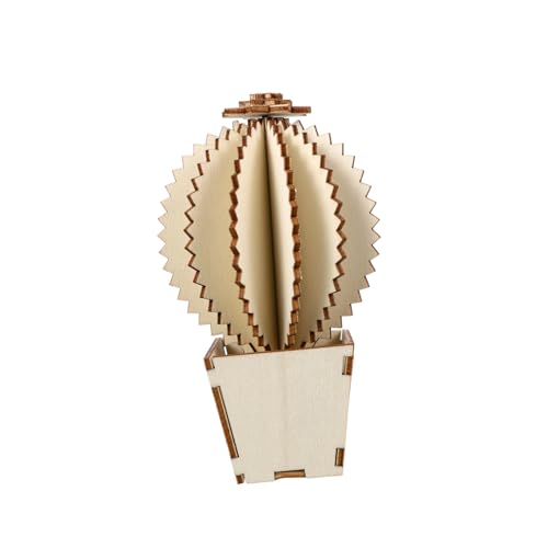 HAWILLOSCH 1 Satz Kaktusfeigendekoration DIY Dekoration Wohnkultur gefälschte Verzierung drinnen Kaktusspielzeug klein 3d Puzzle bastelset basteln Heimdekoration Dekoration aus Holz hölzern von HAWILLOSCH