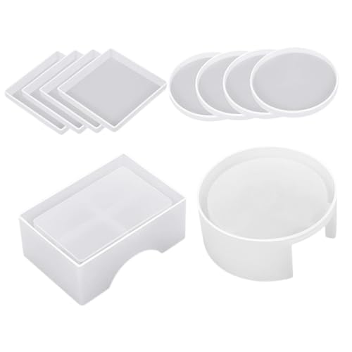 HAWILLOSCH 1 Satz Kristall Drop Coaster Set Herstellung Untersetzerhalter, der Form herstellt Untersetzer im Freien werkzeug Epoxy Coasters formen Silikonhandwerksformen Kieselgel Weiß von HAWILLOSCH