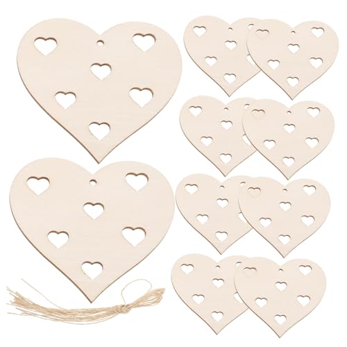 HAWILLOSCH 1 Satz Pfirsichherzholz -Chip -Anhänger Valentinstag Valentines Dekorationen Herzen basteln Holzhandwerk für DIY Herz unfertige Holzscheiben herzförmiges Holzhandwerk hölzern von HAWILLOSCH