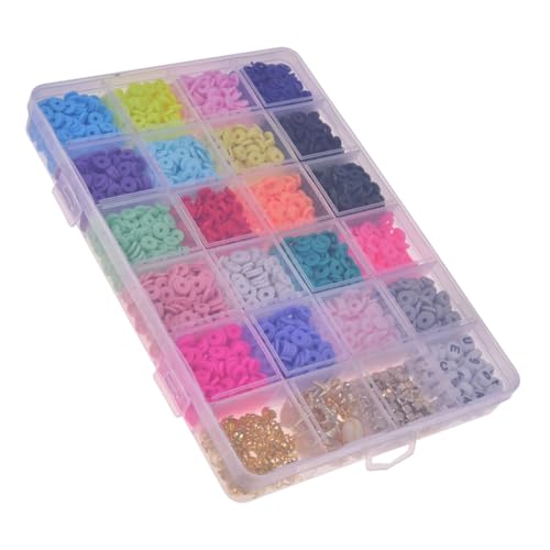 HAWILLOSCH 1 Schachtel Farben Flache Polymer Clay Perlen für Schmuckherstellung Bunte DIY Spacer Beads für Armbänder Halsketten Boho Craft Perlen zum Auffädeln Vielseitiges Bastelzubehör von HAWILLOSCH