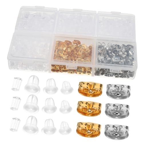 HAWILLOSCH 1 Schachtel Silikon Ohrstecker Verschlüsse Fächer Box Metall und Transparente Ohrring Rückseiten Robust Vielseitig DIY Schmuckzubehör für Ohrstecker Sicher und Langlebig von HAWILLOSCH
