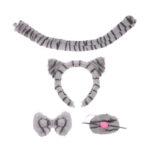 HAWILLOSCH 1 Set Animal Headdress Cat Kopfband Kostüm Katzenabdruck Stirnband Ohren Katzendruck -outfit -zubehör Set Katzenstirnband Katzendrucken Plüsch Stirnband von HAWILLOSCH