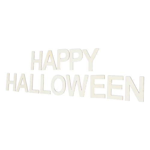 HAWILLOSCH 1 Set Unbehandelte Halloween-buchstaben-ornamente Aus Holz, Bastelstücke Zum Bemalen, Scrapbooking Und Als Saisonale Heimdekoration, Beige von HAWILLOSCH