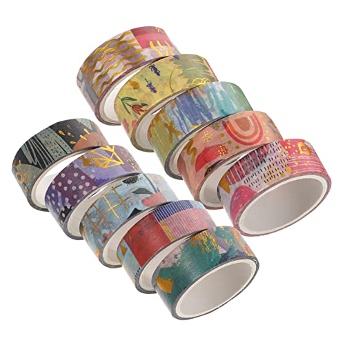 HAWILLOSCH 10 Rollen Washi-Tape Streifen Handwerk Kunst Herstellung für Bastelpapierband buntes Klebeband DIY Klebeband Klebebänder DIY Washi Tapes Scrapbooking Washi Tape Flüsterpapier von HAWILLOSCH