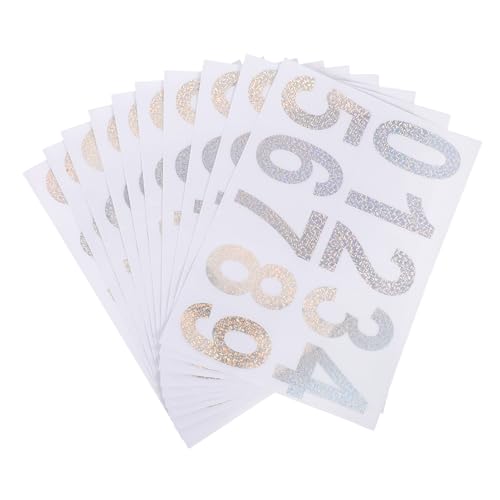 HAWILLOSCH 10 Sets Zahlenaufkleber E Mail Nummer Reflektierender Aufkleber Digitale Zahlenaufkleber Klebenummern Für Mülleimer Adressaufkleber Für Briefkästen Wasserdichte Selbstklebende von HAWILLOSCH