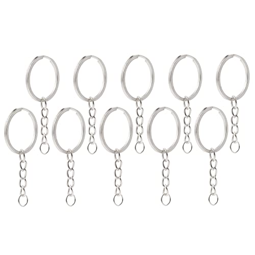 HAWILLOSCH 10 Stück Runde Spalt Schlüsselringe mit Kette Metall Schlüsselanhänger für DIY Projekte und Taschenanhänger Silberfarben Langlebig und Praktisch HAWILLOSCH 10 Stück Runde Spalt Schlüsselringe mit Kette Metall Schlüsselanhänger für DIY Projekte und Taschenanhänger Silberfarben Langlebig und Praktisch von HAWILLOSCH