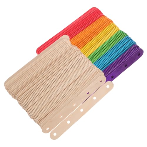 HAWILLOSCH 100Stücke DIY Holz Bastelstäbe Farbige für Bastelprojekte Bunt Natur und Gratfrei für Gruppenaktivitäten von HAWILLOSCH