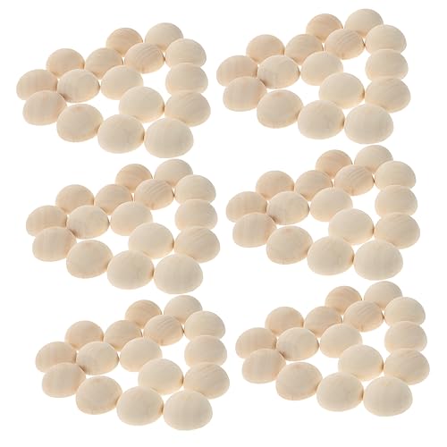 HAWILLOSCH 100Stücke Hemisphäre Holzkugeln Unvollendete Holzperlen für DIY Handwerk Natürliche Holzperlen für Schmuck Basteln Dekoration und Kinderprojekte von HAWILLOSCH
