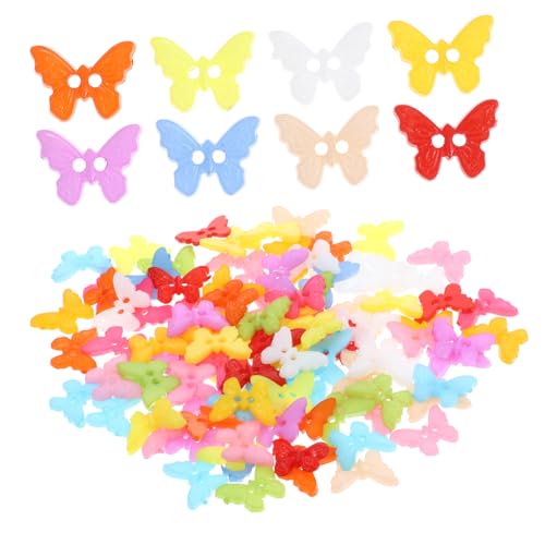 HAWILLOSCH 100Stücke Schmetterling Buntem Harz Dekorative Tierknöpfe für DIY Bastelprojekte Sicher und Langlebig für Nähideen und Handgefertigte Projekte von HAWILLOSCH