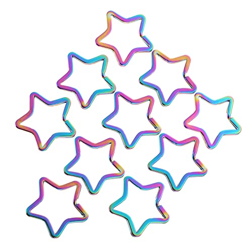 HAWILLOSCH 10Stücke Pentacle Schlüsselanhänger Ringe Teiliges Einzigartiger Sternkarabinerclip für Schlüsselorganisation und DIY Handwerk und Elegantes Design für Taschen von HAWILLOSCH
