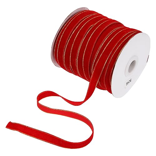 HAWILLOSCH 1Rolle Weihnachtsgeschenkband Yards Goldrand Velourband für DIY Dekoration Haarbänder Geschenkverpackungen für Weihnachtsfeiern und Festliche Anlässe HAWILLOSCH 1Rolle Weihnachtsgeschenkband Yards Goldrand Velourband für DIY Dekoration Haarbänder Geschenkverpackungen für Weihnachtsfeiern und Festliche Anlässe von HAWILLOSCH
