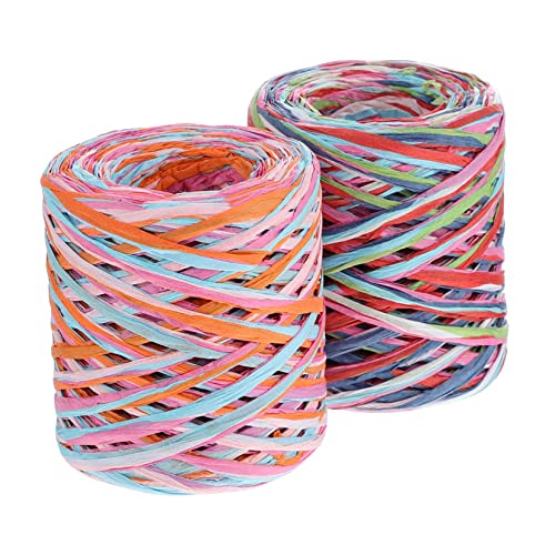 HAWILLOSCH 2 Rollen Geschenkverpackungsband heiraten Hochzeit Herstellung Farbe Gegenwärtig geschenkband Packseil aus Papier Papierseil selber machen Raffiagarn Papierschnüre selber machen von HAWILLOSCH