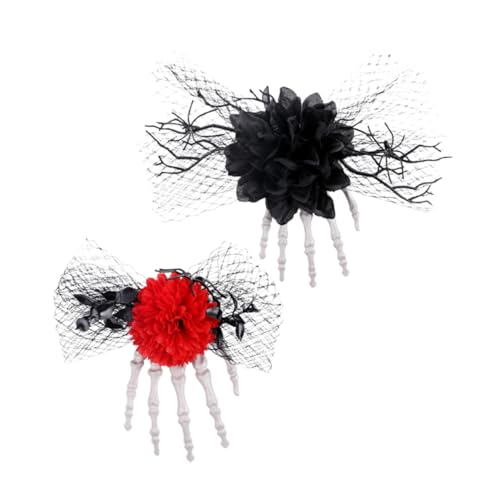 HAWILLOSCH 2 Stück Halloween-haarspange: Skeletthand-haarspangen Mit Rosenblütenschleife – Einzigartige Haarspange Für Damen Für Halloween-partys Und Kostüme HAWILLOSCH 2 Stück Halloween-haarspange: Skeletthand-haarspangen Mit Rosenblütenschleife – Einzigartige Haarspange Für Damen Für Halloween-partys Und Kostüme von HAWILLOSCH