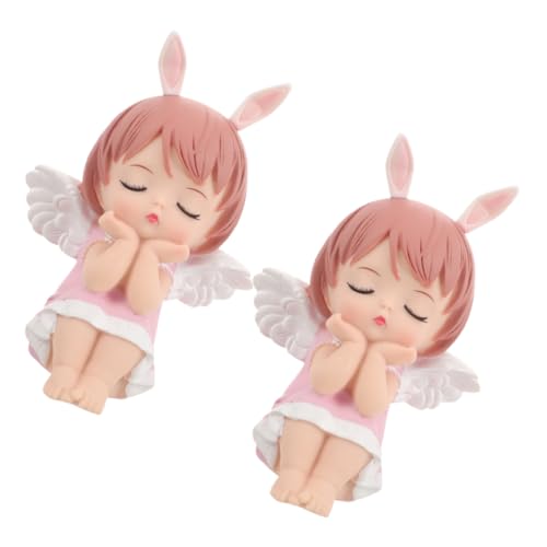 HAWILLOSCH 2 Stück Mädchen Kuchen Dekoration Puppe Figur Geburtstag Kuchen Flügel Figur Kuchen Dekorationen Mädchen Statue Prinz Puppe Figuren Für Taufe Miniaturen Kuchen Topper von HAWILLOSCH