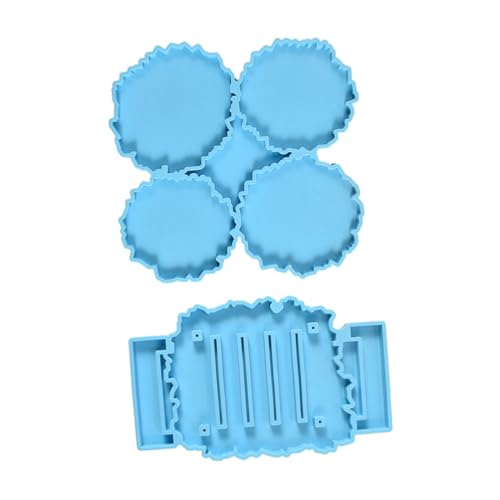 HAWILLOSCH 2 Stück Silikonform-Set für epoxidharz Kristall-Epoxy-Form handgefertigte Form Untersetzerform silikonform selber machen Schalenmattenform Kieselgel Blue von HAWILLOSCH
