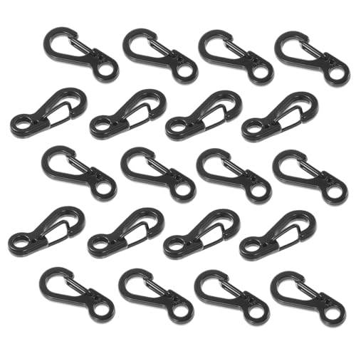 HAWILLOSCH 20 Stück Hängender Schnallenschmuck Mini Clips klein schnappen schmuck karabiner schluesselanhaenger karabiner professioneller Karabinerhaken Kletterkarabiner Zinklegierung Black von HAWILLOSCH