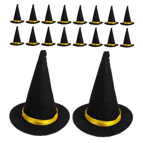 HAWILLOSCH 20 Stück Teiliges Mini Filz Hexenhut Halloween Party Deko Leichte Wiederverwendbare Flaschenhüte Vielseitig als Tisch und Flaschen Dekoration Geeignet von HAWILLOSCH