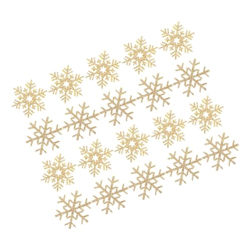 HAWILLOSCH 20 Stück Teiliges Schneeflocken zum Aufnähen Bestickte Applikationen für Kleidung DIY Haarschmuck und Winterdekoration Vielseitige Stoffpatches in Gold für Bastel und von HAWILLOSCH