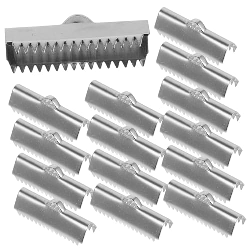 HAWILLOSCH 20Stücke Bandklemmen Metall Bandverschlüsse für Schmuckzubehör Langlebige Zahnkappen für Kordelenden Optimal für DIY Projekte und Bastelarbeiten von HAWILLOSCH