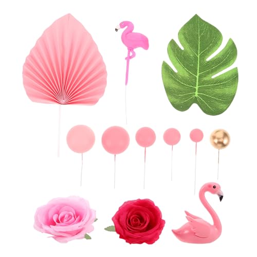 HAWILLOSCH 23 Stück Hawaii-geburtstagsparty-dekorationen Tortenaufsatz Mit Hawaii- Kuchendeckel Für Den Strand Tropische Geburtstagsfeierdekorationen Rosa Schaum von HAWILLOSCH