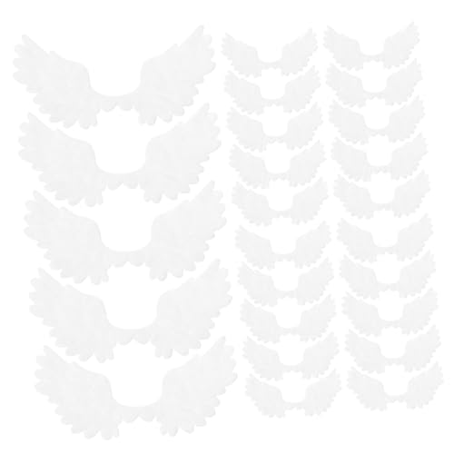 HAWILLOSCH 25Stücke Engelsflügel Patches für DIY Projekte Applikationen für Kleidung und Accessoires Weißes Filzmaterial für Bastelarbeiten und Dekorationen von HAWILLOSCH