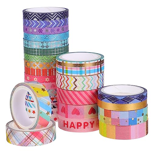HAWILLOSCH 27 Rollen Washi-Tape schöner Papierstreifen Abdeckband für DIY dekoratives Klebeband für DIY Einklebeband aus Papier DIY Washi Tape Scrapbooking-Dekorationszubehör DIY liefert Bunt von HAWILLOSCH