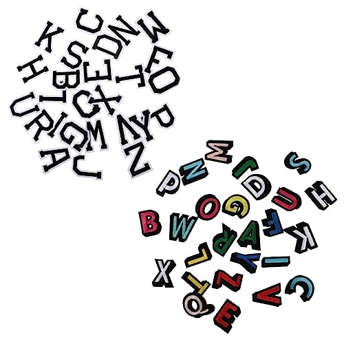 HAWILLOSCH 2Sätze Alphabet Patches Aufnäher zum Aufbügeln Stoffzubehör für Kleidung Taschen Handwerk Langlebig Hautfreundlich Schwarze von HAWILLOSCH