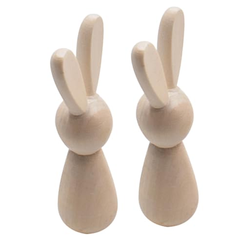 HAWILLOSCH 2Stücke Holz Peg Puppe Unvollendete Kaninchen Puppe DIY Graffiti Handwerk Unbemalt Holzhandwerk für Dekoration und Puppenhaus Zubehör von HAWILLOSCH