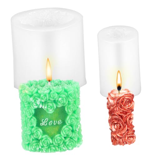 HAWILLOSCH 2Stücke Rosenblüten Silikonformen Rosendesign und Seifenformen DIY Gießformen für Fondant und Dekoration Multifunktionale Backzubehör von HAWILLOSCH