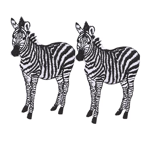HAWILLOSCH 2Stücke Tierstickereien Aufnäher Für Kleidung Gestickte Kleiderpflaster Zebra Design Einfach Aufbügelbar Oder Aufgenäht Für DIY Projekte Und Kleidungsgestaltung von HAWILLOSCH