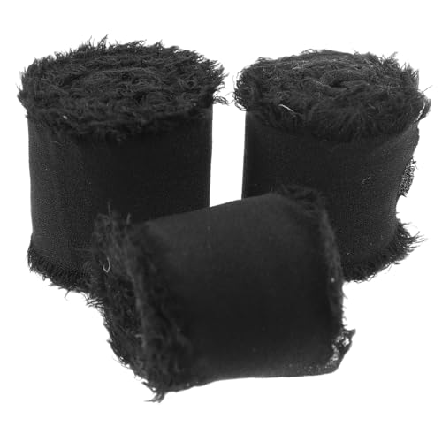 HAWILLOSCH 3 Rollen Zierbänder Für Blumensträuße Wickelband Kopfschmuckbänder Selber Machen Schleifenzubehör Bänder Für Die Hochzeit Fransenbänder Haarklammerband Geschenkband Polyester Black von HAWILLOSCH