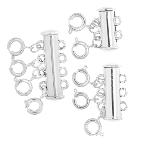 HAWILLOSCH 3 Stück Anschlussschnalle Magnetschnalle Layering-Halskettenverschluss Magnetische Halskette Verschluss Armbandwerkzeug, Metallclip Schmuck Verschluss Legierung Silber von HAWILLOSCH