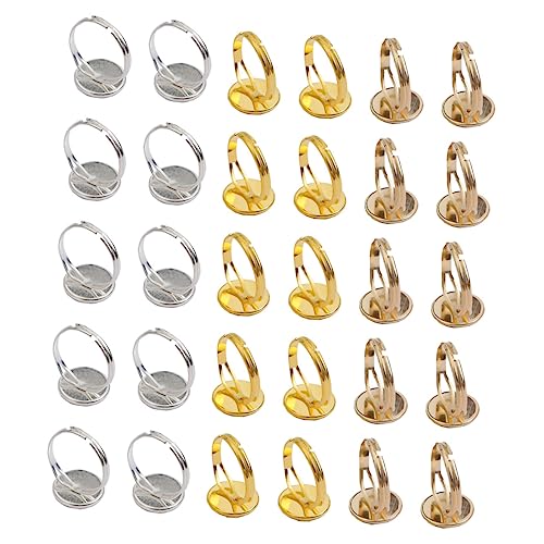 HAWILLOSCH 30 Stück Teiliges Diy Ringbasis Einstellbare Inlay Ringe für Hand Schmuck Antik Roségold für Kreativen Schmuckdesign von HAWILLOSCH