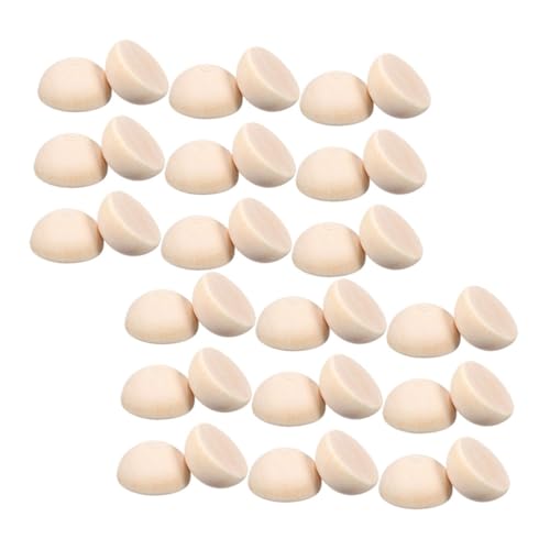 HAWILLOSCH 300 Stück Halbrunde, Unbehandelte Holzkugeln, Gespaltene Holzkugelperlen Für Weihnachtsschmuck, Malerei, Holzbearbeitung, Bastelprojekte, Diy-kränze, Heimtischdekoration von HAWILLOSCH