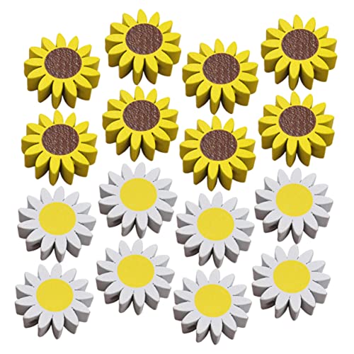 HAWILLOSCH 30Stücke Sonnenblumen Holzperlen Bastelzubehör für DIY Projekte Lose Holzperlen Zufälligen Farben für Schmuckherstellung und Dekorationen von HAWILLOSCH