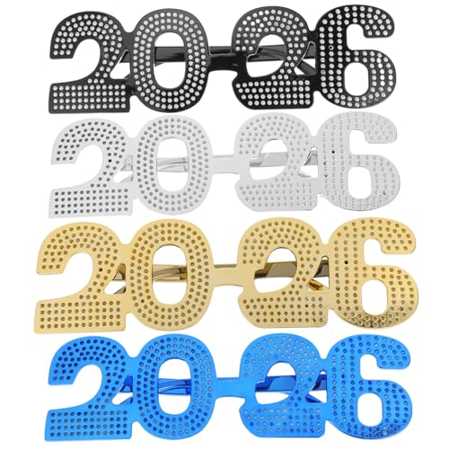 HAWILLOSCH 4 Stück „happy New Year“-brillen – 2026, Lustige Zahlenbrille, Glitzernde Silvesterbrille, Abschlussfeier, Kreative Party-foto-requisiten HAWILLOSCH 4 Stück „happy New Year“-brillen – 2026, Lustige Zahlenbrille, Glitzernde Silvesterbrille, Abschlussfeier, Kreative Party-foto-requisiten von HAWILLOSCH