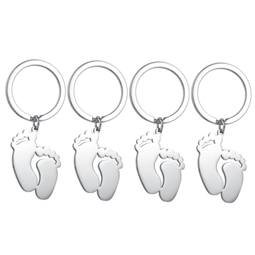 HAWILLOSCH 4 Stück Fußabdruck Schlüsselanhänger Süße Erinnerungen für Babygeschenke Hochwertige Schlüsselanhänger für Kindergeburtstagsfeiern als Partygeschenk oder Souvenir von HAWILLOSCH