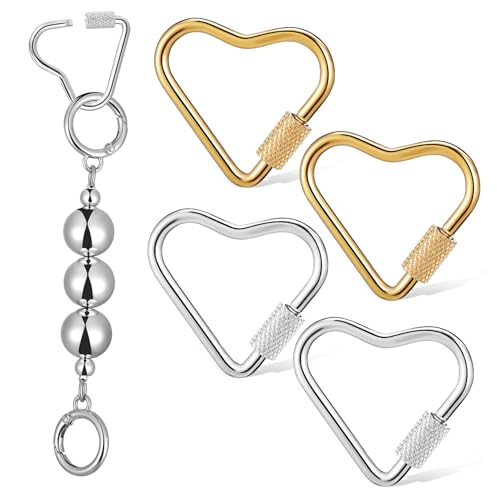 HAWILLOSCH 4Stücke Herz Karabiner Robuste Schlüsselanhänger für Schmuck Handtaschen und Gürtel Cute Metall Clips für DIY Projekte und Accessoires Exquisites Design von HAWILLOSCH