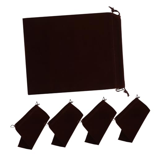 HAWILLOSCH 5 Stück Flanellbeutel Mit Kordelzug Aufbewahrungstaschen Für Schmuck Beutel Zum Verpacken Von Süßigkeiten Schmucktaschen Halskette Tasche Taschen Einpacken Geschenktüten Coffee von HAWILLOSCH