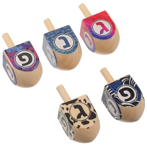 HAWILLOSCH 5 Stücke Holz Dreidel Chanukka Chanukka-schmucksachen-blau Spiel Set Jüdische Dekorationen Party Supplies Für Kinder Kinder Hause Urlaub Pädagogisches Spielzeug von HAWILLOSCH