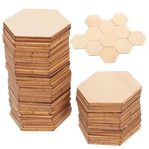 HAWILLOSCH 50 Stück Sechseck Holzscheiben DIY Holzornamente für Hochzeit Geburtstag und Weihnachten Unvollendete Holzformen für Kreative Bastelarbeiten und Dekorationen von HAWILLOSCH
