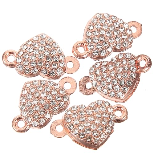 HAWILLOSCH 5Stücke Herzförmige Magnetverschlüsse Metall für DIY Schmuckherstellung Armbänder Halsketten und Fußkettchen Einfach zu Bedienen und Modisches Design Roségold von HAWILLOSCH