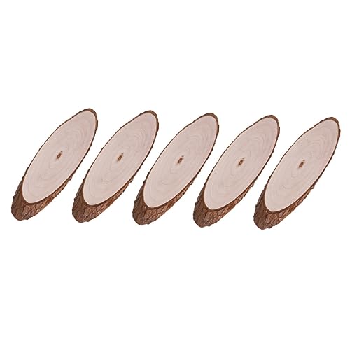 HAWILLOSCH 5Stücke Unfertige Holzscheiben Oval Natürliche Holzplatten für DIY Projekte für Dekoration Geschenkanhänger von HAWILLOSCH
