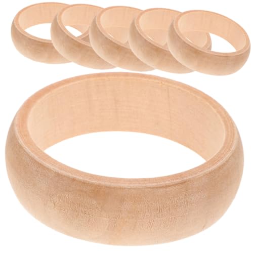 HAWILLOSCH 6 Stück Teiliges Naturbelassene Holzringe zum Basteln Glatte Oberfläche Unbehandelte Holzarmbänder für DIY Schmuckgestaltung für Kreative Handwerksprojekte von HAWILLOSCH