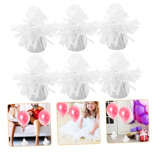 HAWILLOSCH 6 Stück Teiliges Weiß Party Ballonbeschwerer für Hochzeit Geburtstagsfeier Einfache Befestigung Stabiler Halt für Helium Luftballons Geeignet für Festdeko und Events von HAWILLOSCH