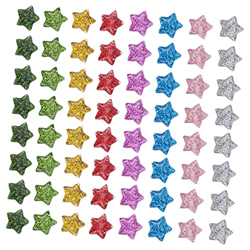HAWILLOSCH 60 Stück Teiliges Bunte Glitzernde Flache Resin Sternperlen Glatte Oberfläche Strapazierfähige DIY Schmuckherstellung und Bastelmaterialien für Kreative Handmade Projekte von HAWILLOSCH